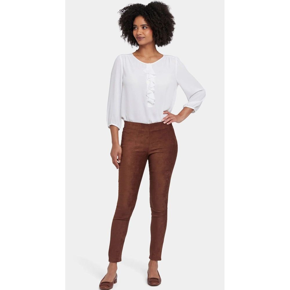 NYDJ Faux Suede Basic Legging Size 14P Dark Chocolate Brown Stretch Slimming NEW